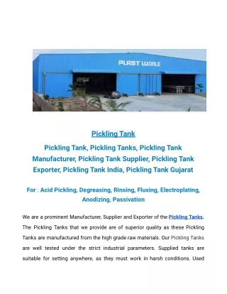 pickling tank