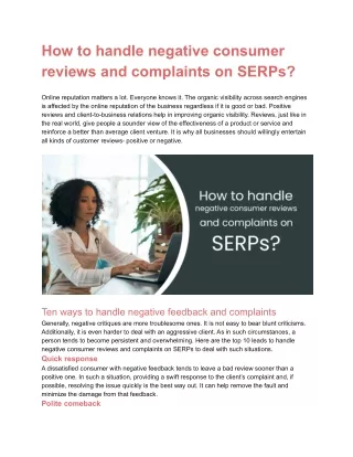 How to handle negative consumer reviews and complaints on SERPs_.docx