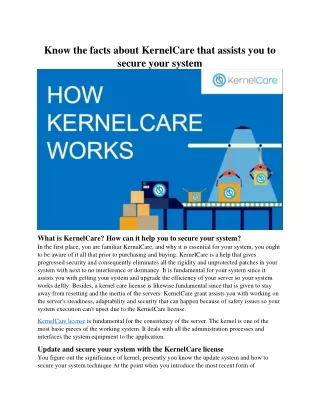 know the facts about kernelcare that assists