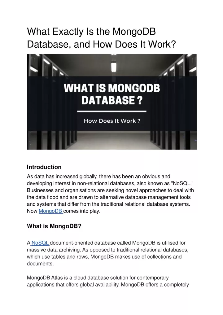 what exactly is the mongodb database and how does it work