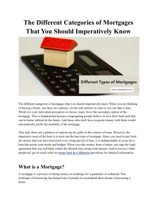 Different Types of Mortgages That You Should Imperatively Know | RCD Capital