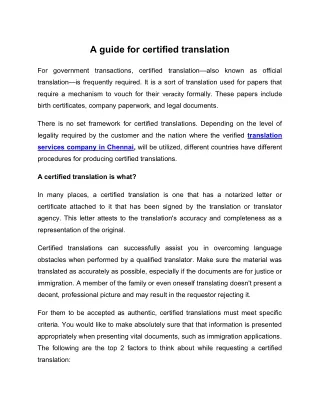 A guide for certified translation