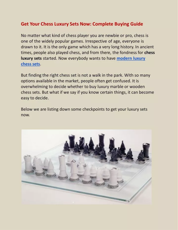 get your chess luxury sets now complete buying