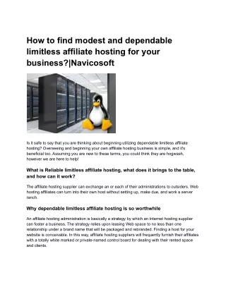 How to find modest and dependable limitless affiliate hosting for your business