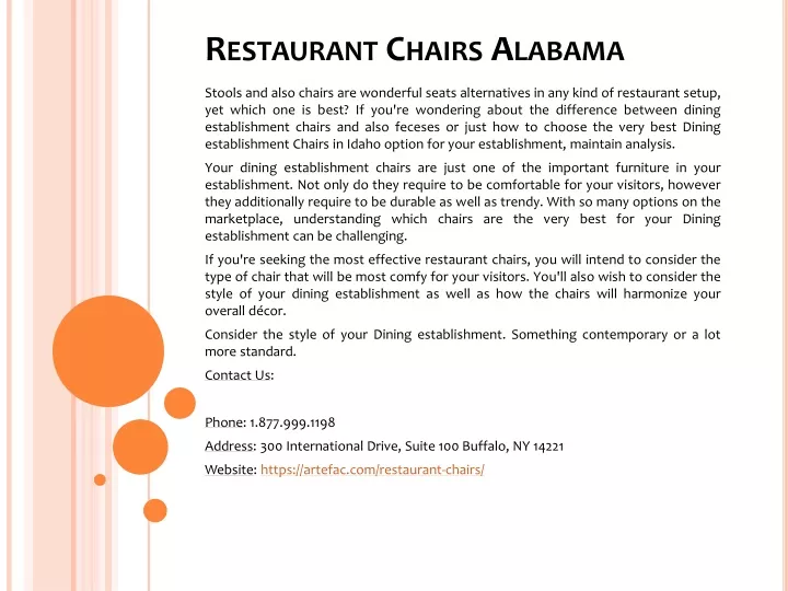 restaurant chairs alabama