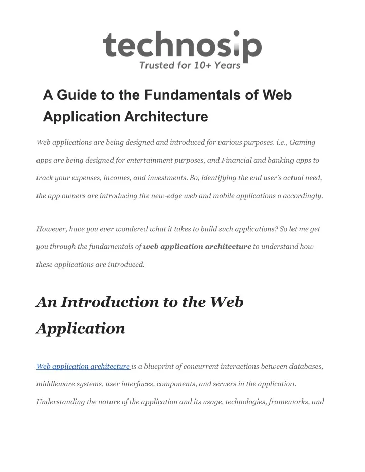 a guide to the fundamentals of web application