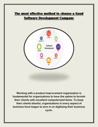 The most effective method to Choose a Good Software Development Company