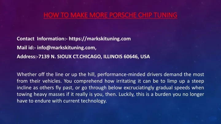 how to make more porsche chip tuning