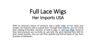 Full Lace Wigs - Her Imports USA