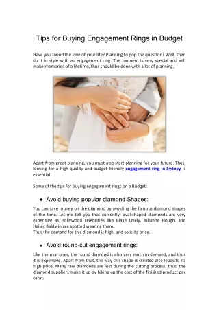 Tips for Buying Engagement Rings in Budget