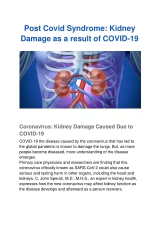 Kidney Damage Caused Due to COVID-19