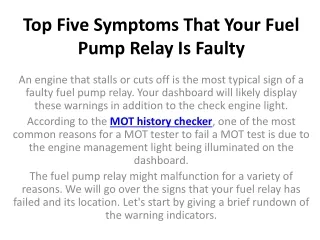 top five symptoms that your fuel pump relay is faulty