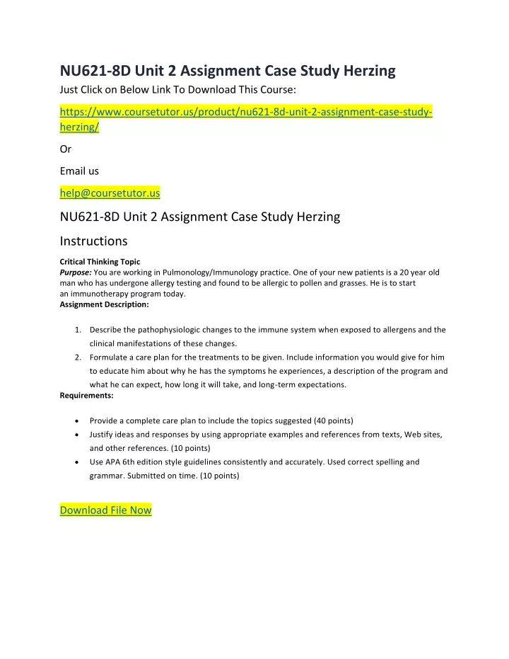 nu621 8d unit 2 assignment case study herzing