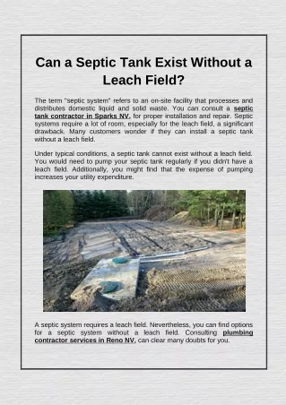 can a septic tank exist without a leach field
