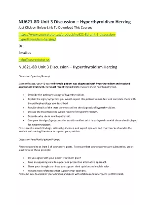 nu621 8d unit 3 discussion hyperthyroidism