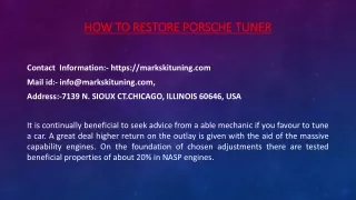how to restore porsche tuner