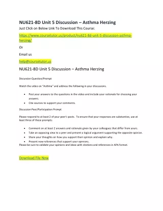 nu621 8d unit 5 discussion asthma herzing just