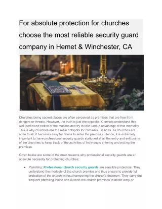 for absolute protection for churches