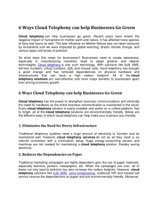 6 ways cloud telephony can help businesses