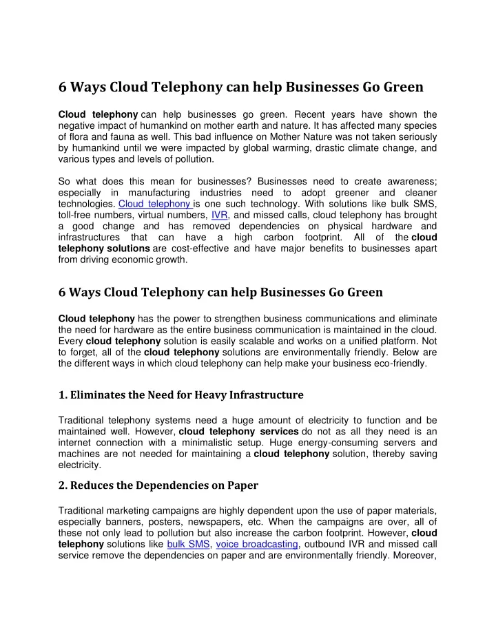 6 ways cloud telephony can help businesses