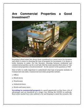 are commercial properties a good investment