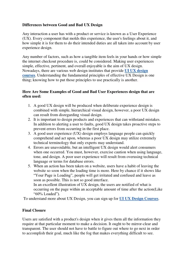 differences between good and bad ux design