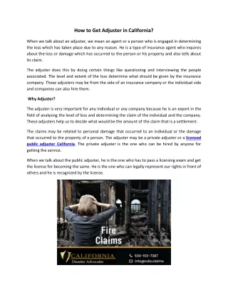 How to Get Adjuster in California