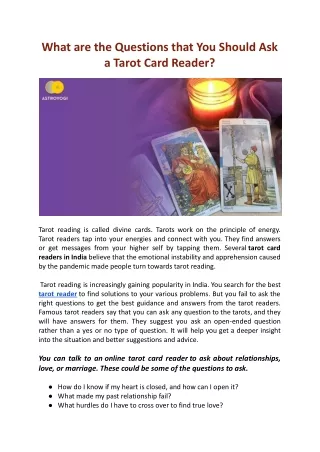 What are the questions that you should ask a tarot card reader