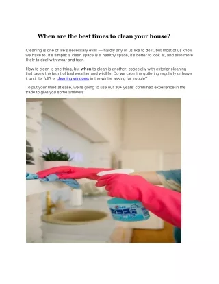 when are the best times to clean your house