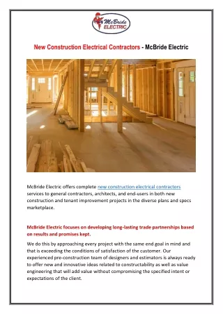 New Construction Electrical Contractors