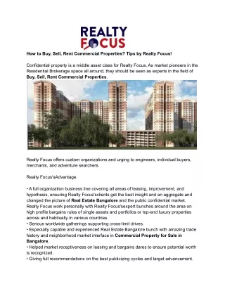 how to buy sell rent commercial properties tips