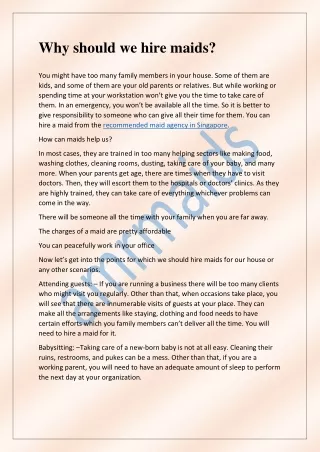 why should we hire maids you might have too many