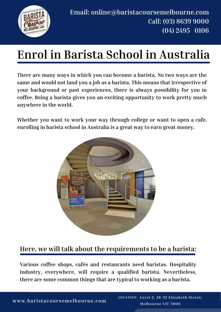 email online@baristacoursemelbourne com