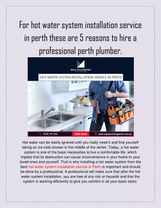 for hot water system installation service