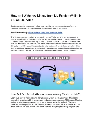 How To Withdraw Money From My Exodus Wallets