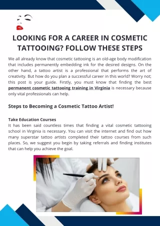 Looking for a Career in Cosmetic Tattooing? Follow These Steps