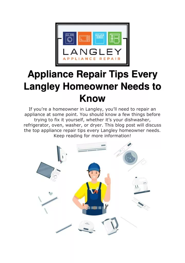 appliance repair tips every langley homeowner