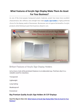 what features of acrylic sign display make them