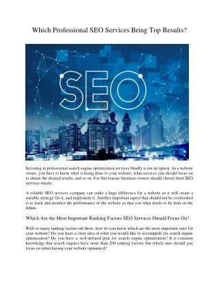which professional seo services bring top results