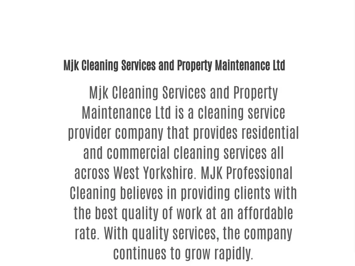 mjk cleaning services and property maintenance