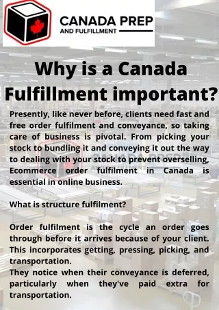 Why is a Canada Fulfillment important