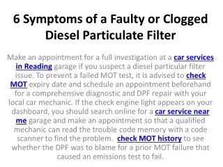 6 symptoms of a faulty or clogged diesel particulate filter