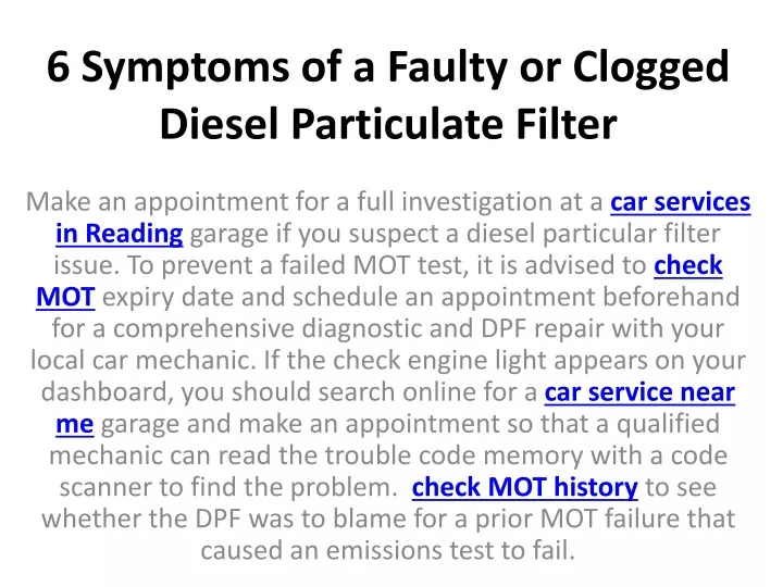 6 symptoms of a faulty or clogged diesel particulate filter