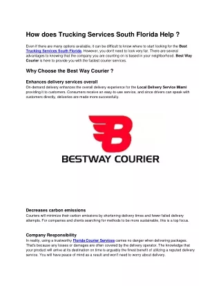 how does trucking services south florida help
