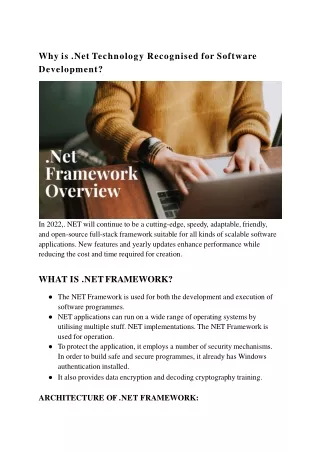 why is net technology recognised for software