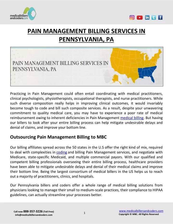 pain management billing services in pennsylvania