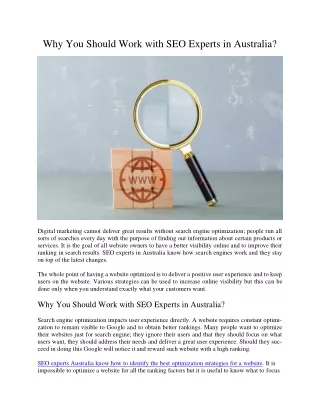 why you should work with seo experts in australia