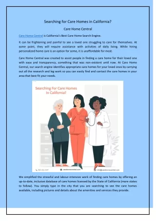 searching for care homes in california