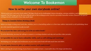 How to write your own storybook online