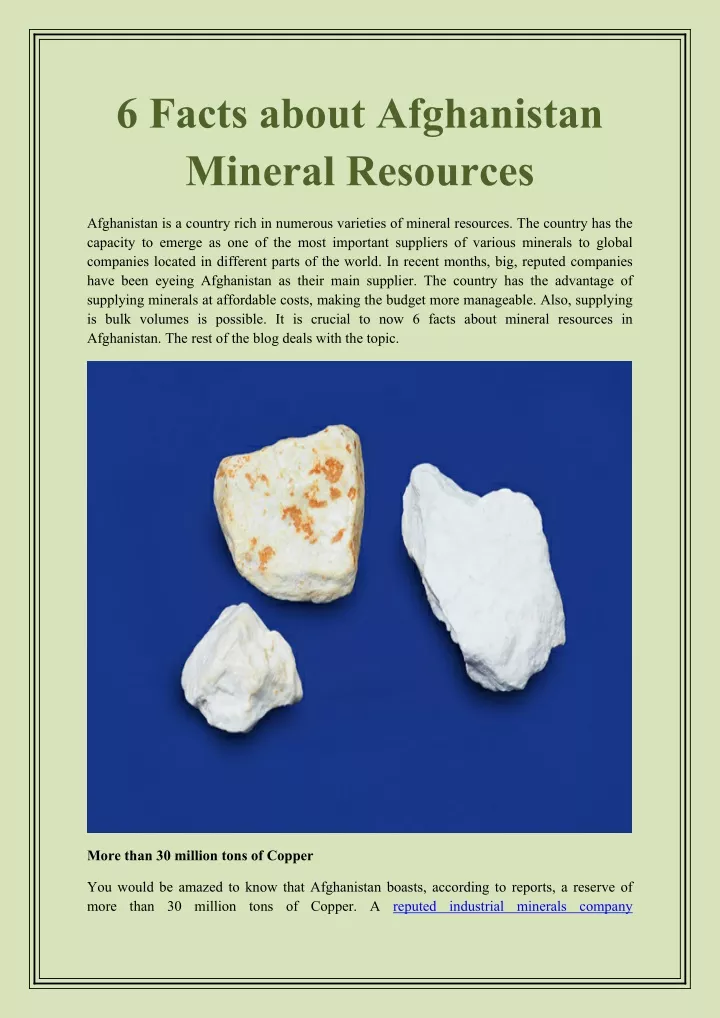 6 facts about afghanistan mineral resources